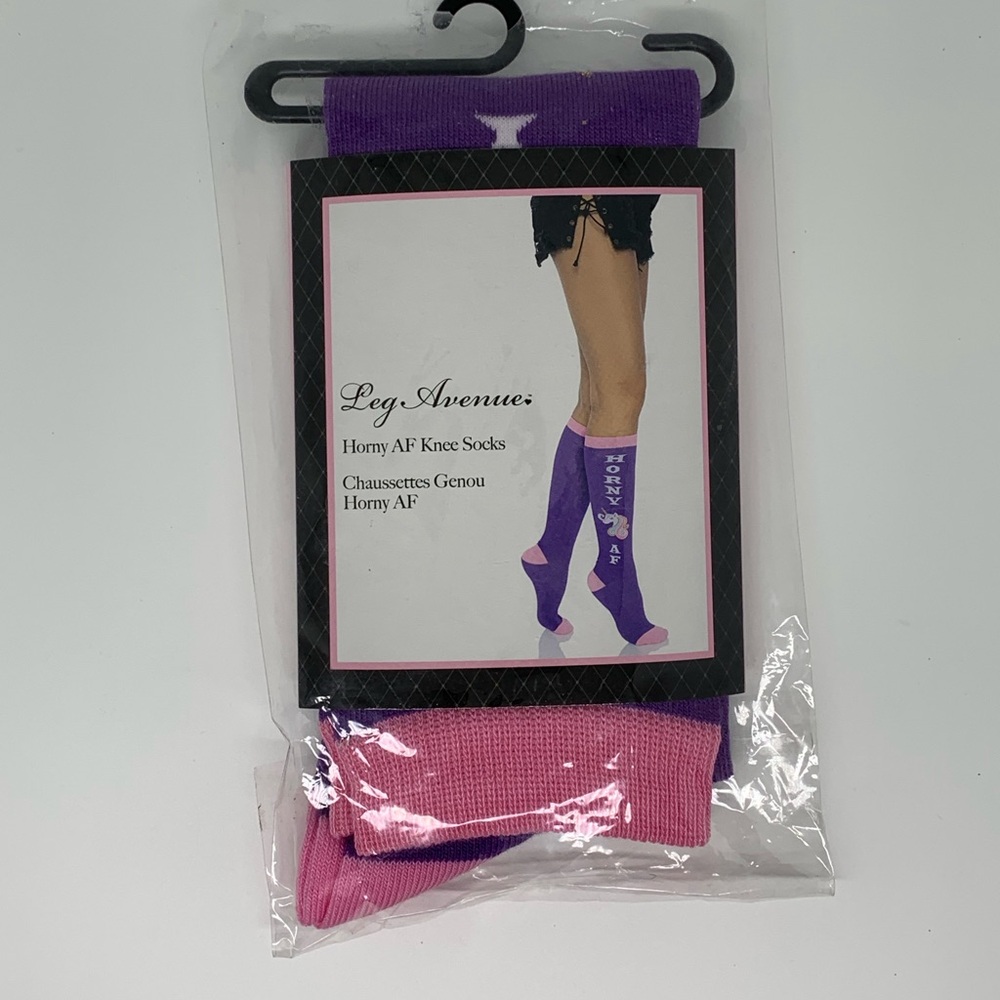 Leg Avenue Purple and Pink Knee Socks